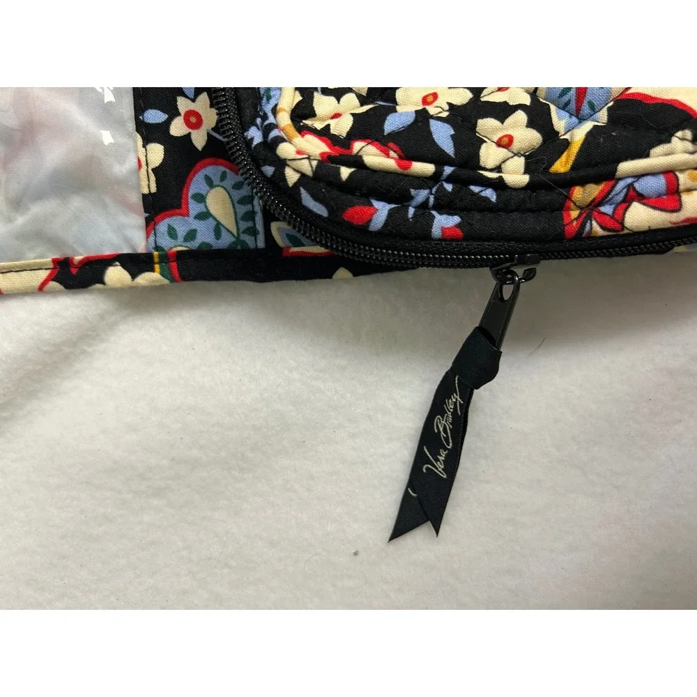 Boho Floral Vera Bradley Womens Black Quilted Travel Hanging Toiletry Bag